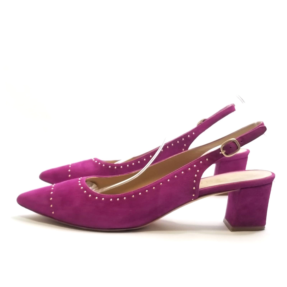 M. Gemi Penna Purple Studded Leather Slingbacks, Size US 11